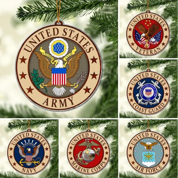 Premium Multiple US Military Services Veteran Ornament