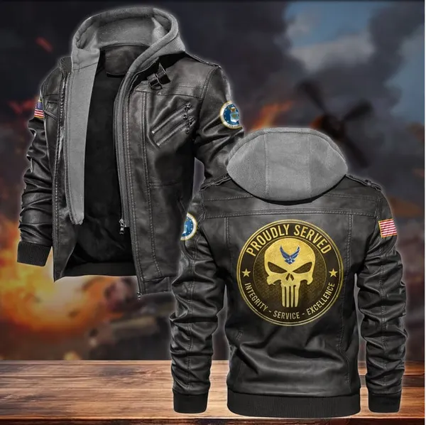 Premium Honoring All Who Served US Veteran Leather Jacket