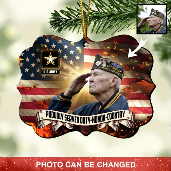 Unique Custom Photo US Veteran Ornament