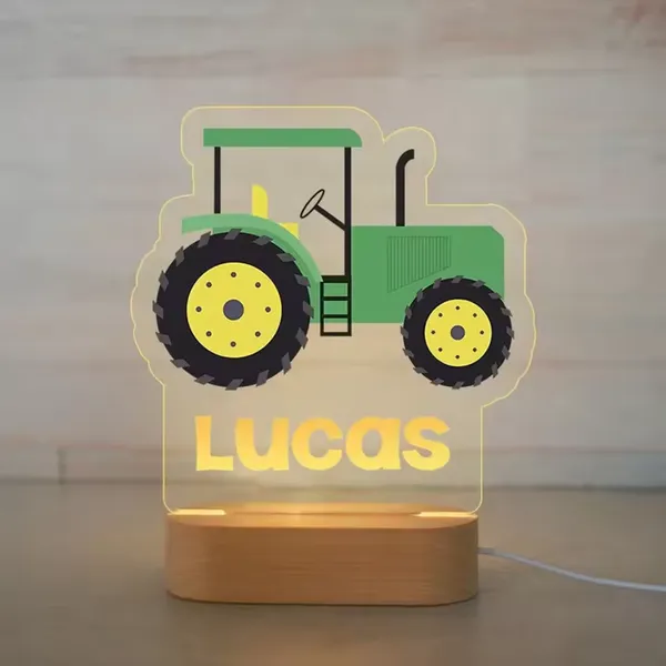 Personalized Children Truck Night Light Custom Name Acrylic Lamp Baby Kids Bedroom Decoration Neonate Birthday Christmas Gift