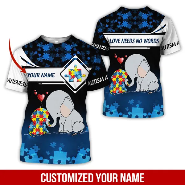 Personalized Name Autism Awareness All Over Printed Shirt